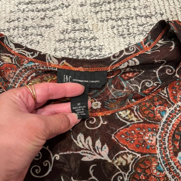 INC International Concepts Floral Long SLeeve 90’s 2000’s Y2k Top Blouse - Picture 3 of 8